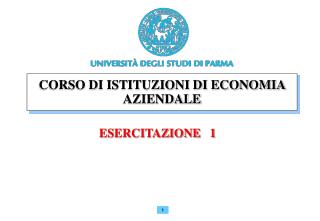 CORSO DI ISTITUZIONI DI ECONOMIA AZIENDALE