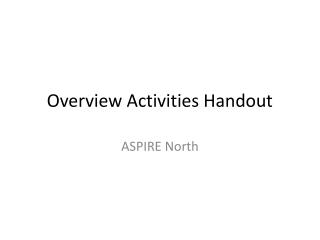 Overview Activities Handout