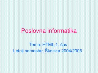 Poslovna informatika