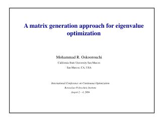 A matrix generation approach for eigenvalue optimization