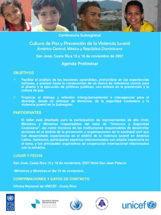 Conferencia Subregional Cultura de Paz y Prevención de la Violencia Juvenil