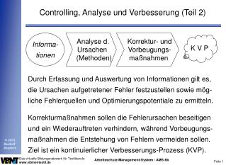 Controlling, Analyse und Verbesserung (Teil 2)