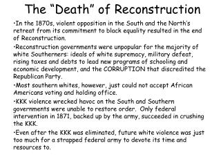 The “Death” of Reconstruction