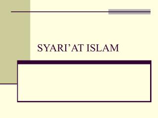 SYARI’AT ISLAM