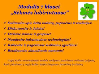 Modulis 7 klasei „Sėkmės labirintuose”