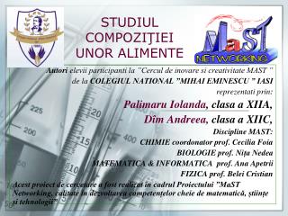 STUDIUL COMPOZIŢIEI UNOR ALIMENTE