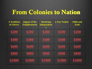 From Colonies to Nation