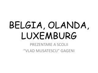 BELGIA, OLANDA, LUXEMBURG