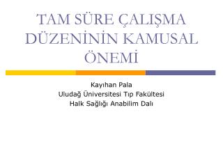 TAM SÜRE ÇALIŞMA DÜZENİNİN KAMUSAL ÖNEMİ