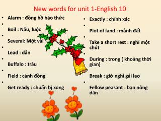 New words for unit 1-English 10