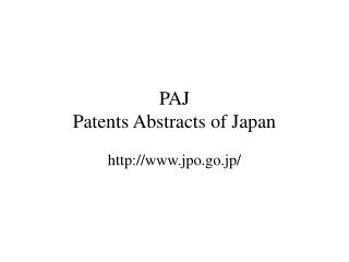 PAJ Patents Abstracts of Japan