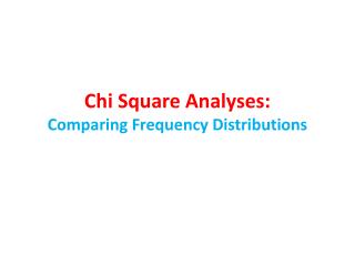 Chi Square Analyses: Comparing Frequency Distributions