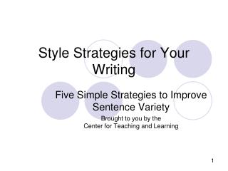 Style Strategies for Your Writing
