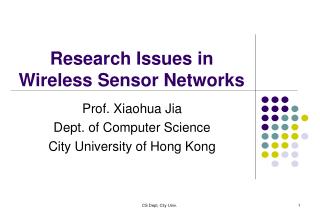 Research Issues in Wireless Sensor Networks