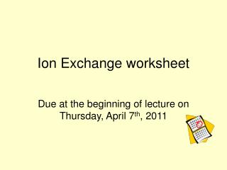 Ion Exchange worksheet