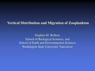 Vertical Distribution and Migration of Zooplankton