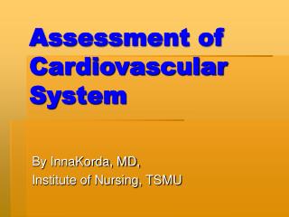 Assessment of Cardiovascular System