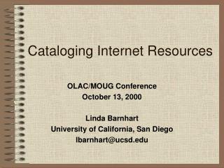 Cataloging Internet Resources