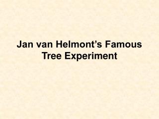 Jan van Helmont’s Famous Tree Experiment