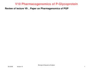 V10 Pharmacogenomics of P-Glycoprotein
