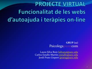 projecte virtual Funcionalitat de les webs d’autoajuda i teràpies on-line
