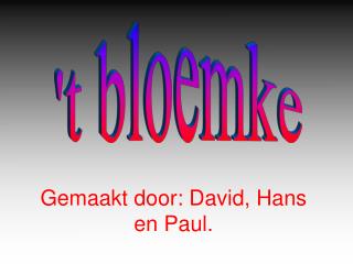 Gemaakt door: David, Hans en Paul.