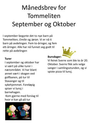 Månedsbrev oktober barnehage