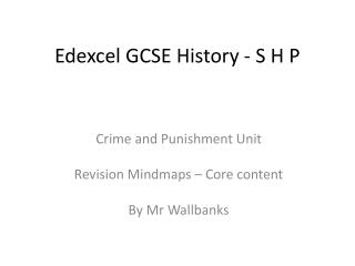 Edexcel GCSE History - S H P
