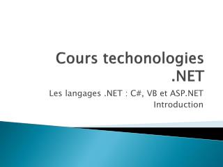 Cours techonologies .NET