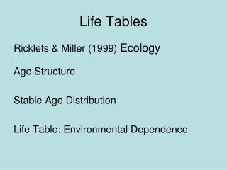 Life Tables