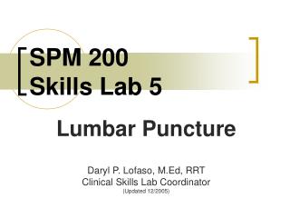 SPM 200 Skills Lab 5