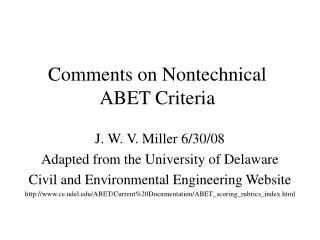 Comments on Nontechnical ABET Criteria