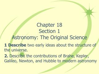 Chapter 18 Section 1 Astronomy: The Original Science