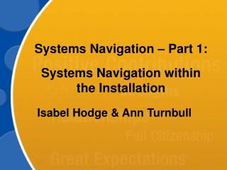 Systems Navigation – Part 1: Systems Navigation within the Installation