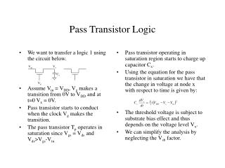 Pass Transistor Logic