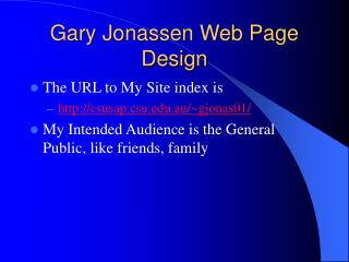 Gary Jonassen Web Page Design