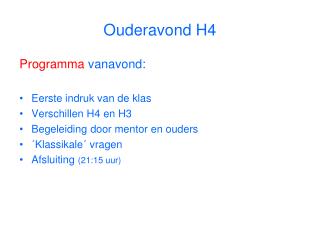 Ouderavond H4