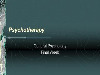 Psychotherapy