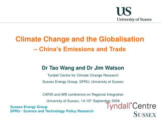 Climate Change and the Globalisation – China’s Emissions and Trade
