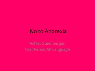 No to Anorexia