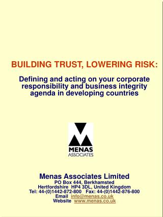 BUILDING TRUST, LOWERING RISK: