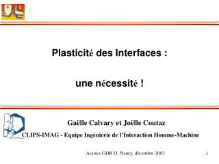 Plasticit é des Interfaces : une n é cessit é !