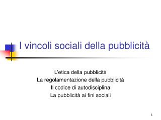 I vincoli sociali della pubblicità