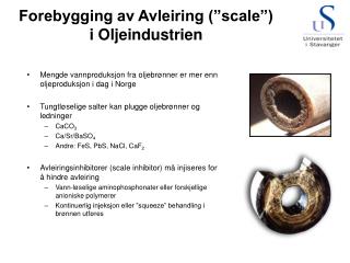 Forebygging av Avleiring (”scale”) i Oljeindustrien