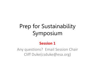 Prep for Sustainability Symposium