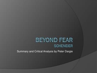 Beyond Fear Scheneier