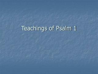 Teachings of Psalm 1