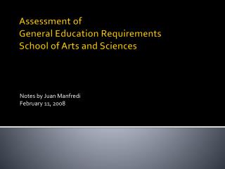 Assessment of General Education Requirements School of Arts and Sciences