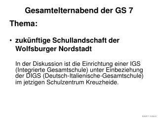 Gesamtelternabend der GS 7