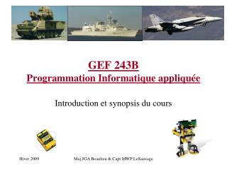 GEF 243B Programmation Informatique appliquée